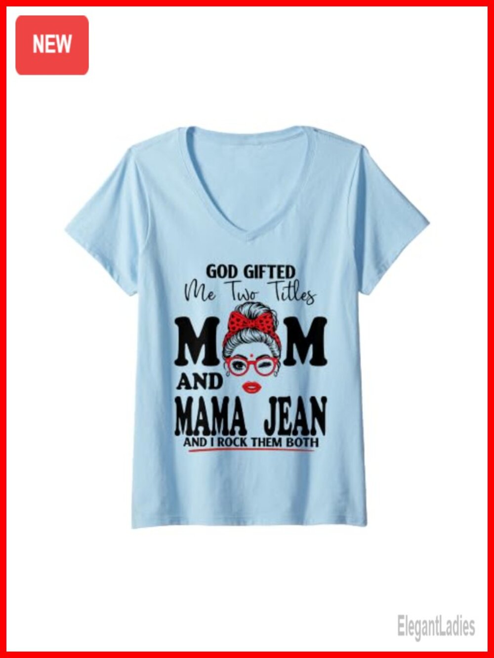 Mom and Mama Jean V-Neck T-Shirt Mothers Day Gift Tee